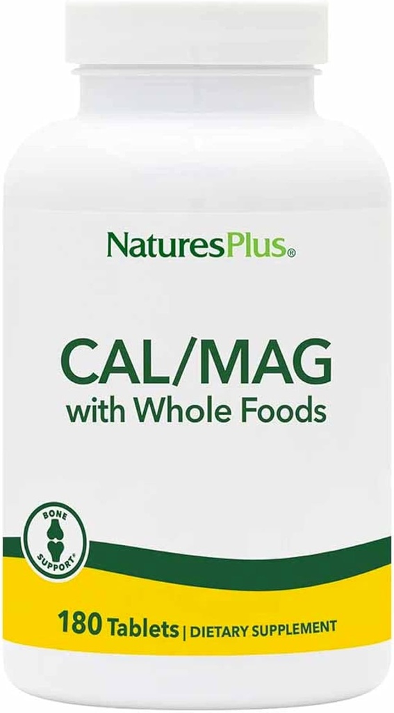 NaturesPlus Life Cal/Mag Mineral Supplement- 500 mguba, 250 mg, Magnezyum 180 Vejetaryen Tabletler - Tüm Gıda Tamam, Bone Health - Gluten-Free - 90 Servisler