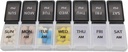 7 Günlük Pill AM PM Organizer, ShysTech Büyük Pill Case Pill Box for Pills/Vitamin/Supplements/Medication (Separable, Small Black/White)