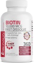 Bronson Biotin 10.000 MCG Lozenges Fast Dissolve High Potency Supports Saç, Skin & Nails Karma Berry Flavor - Non-GMO, 360 Vegetarian Lozenges