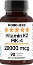 DecOHERB Vitamin K2 Menatetrenone MK-4 20000 mcg per Capsule - 90 Veg Capsules