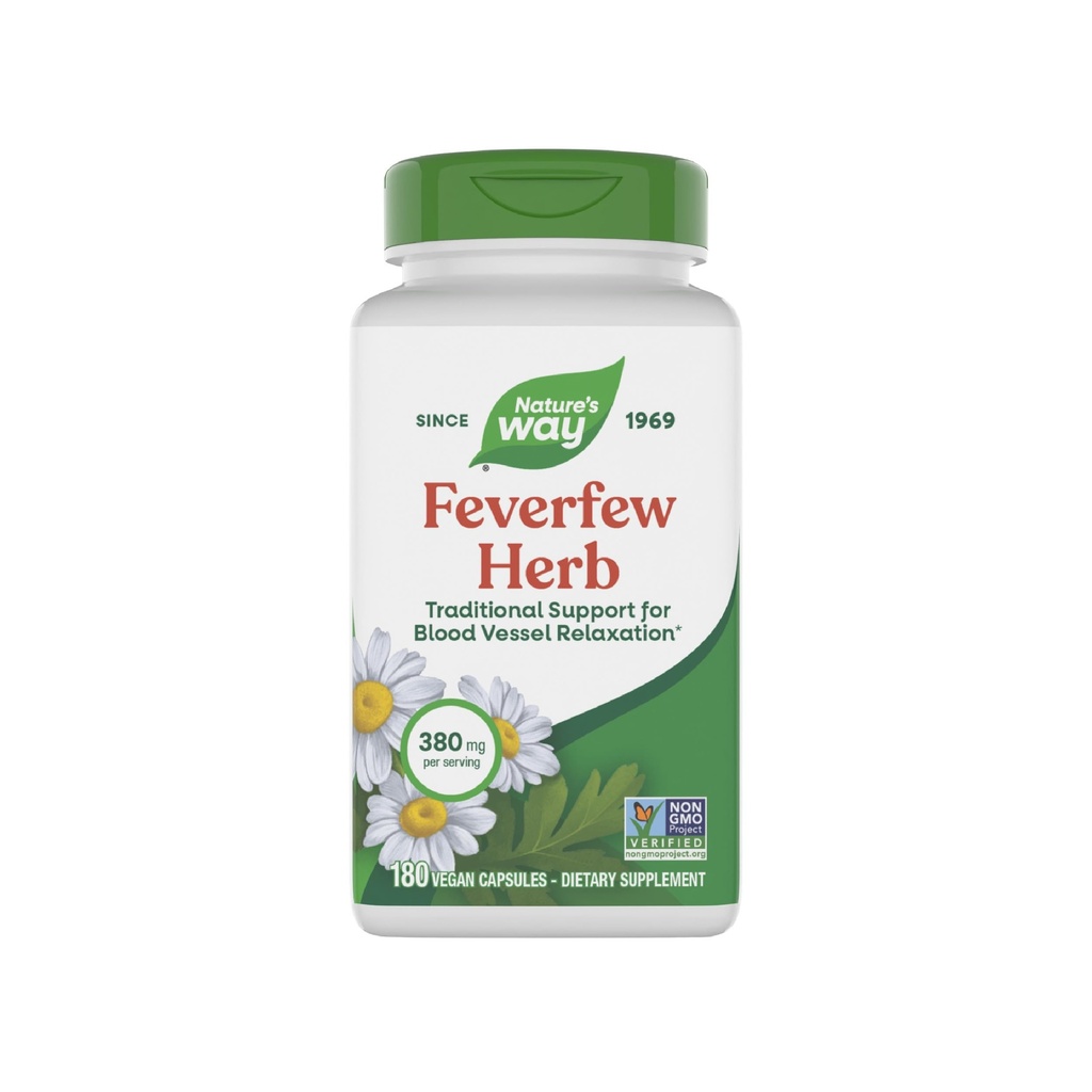 Nature's Way Ateşfew Herb, Blood Style Relaxation için Geleneksel Destek*, hizmet başına 380 mg, Non-GMO Projesi Doğrulandı, 180 Vegan Ateşfew Capsules (Pazar Mayıs Vary)