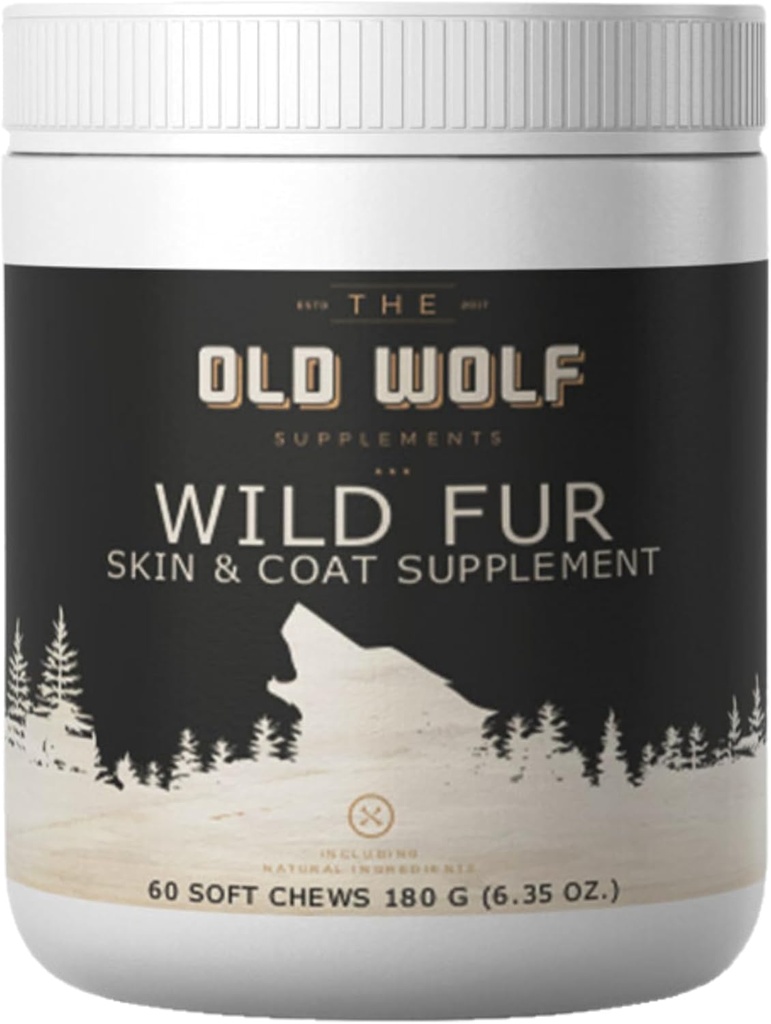 Vahşi Fur Skin ve Köpekler için Tamam: Itchy Skin, Hot Spots Tedavi ve Mevsimlik Tüm Enerjiler, Shedding'i Azaltır, Improving Coat Shine - 60 Chews