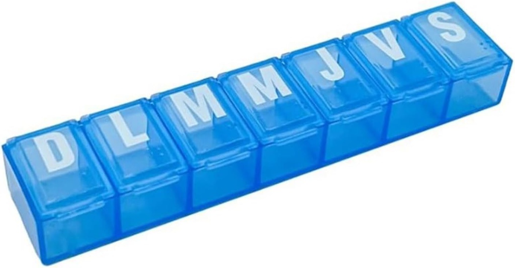 EZY DOSE Εβδομαδιαία (7-Ημέρα) Διοργανωτής χαπιών, Vitamin Planner, και κουτί ιατρικής, μικρά διαμερίσματα, χρώμα μπορεί να Vary, Ισπανικά Αποτυπώματα