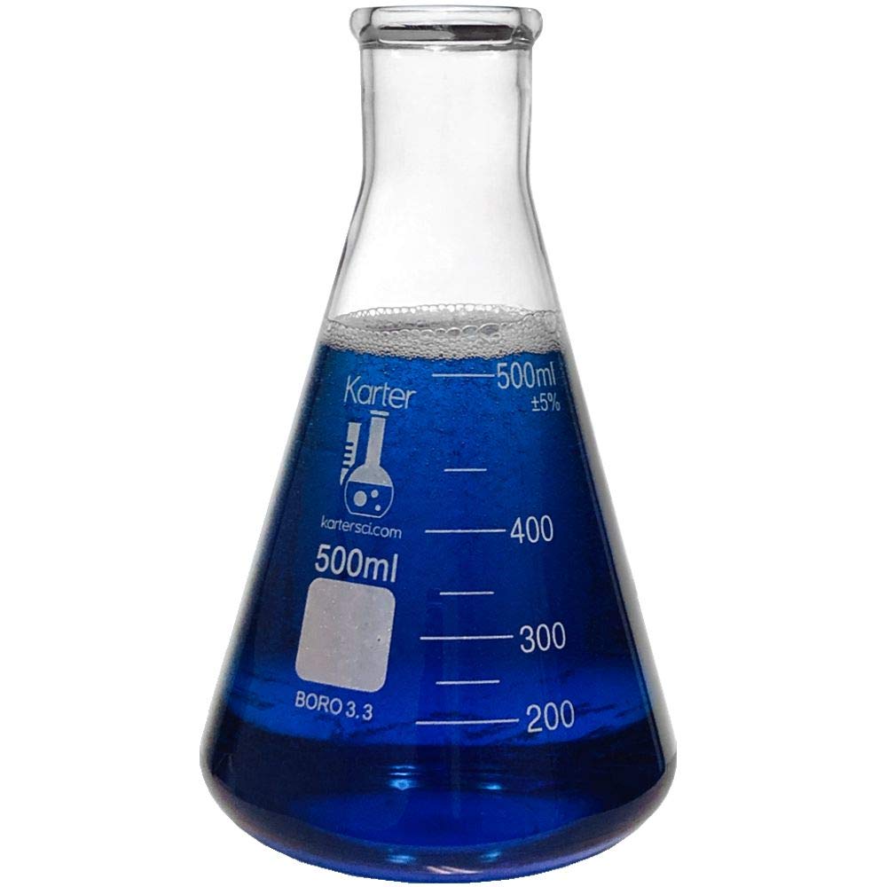 500 ml Narrow Mouth Er capturedr Flask, 3.3 Borosilicate Glass, Carder Scientific 213G29 (Single)