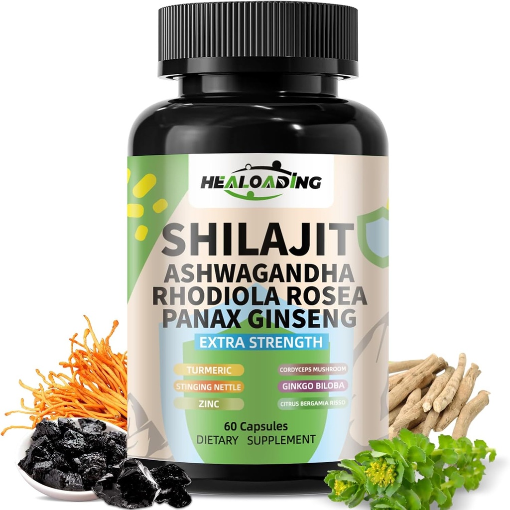 Κάψουλες Shilajit των Ιμαλαΐων: Εκχύλισμα Shilajit ουροποιημένων Ιμαλαΐων - Φυσική ενέργεια & Stamina Υποστήριξη-Βεγκάν, μη ΓΤΟ Αρχαίο Φουλβικό οξύ & Χιουμικό οξύ Φυσικό 60 κάψουλες