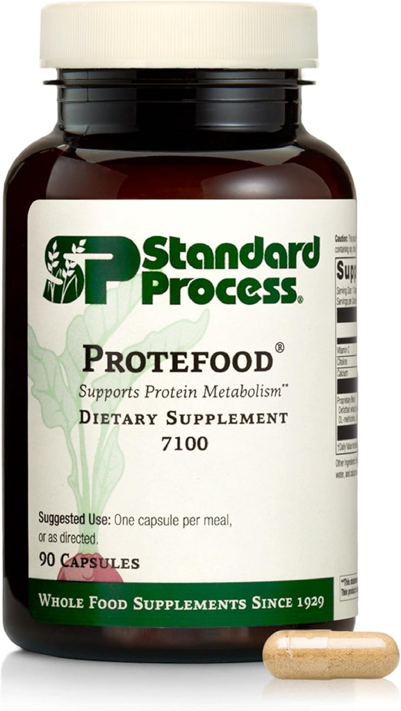 Standard Process Protefood - Protein Metabolism Support Supplement - Aids Bone & Immune Health - Whole Food-Based Supplement for Cellular Health Support - Includes Calcium & Vitamin C - 90 Capsules
