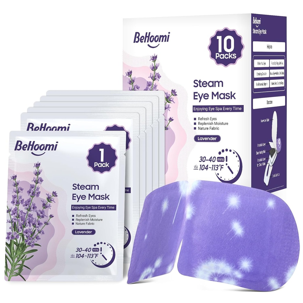 Steam Eye Mask, 10 Packs Heated Eye Mask, Self Isıtmalı SPA Iklim Maskesi, Soothing Moist Heat Eye Maskes, Travel Essentials & Relaxation Armağan (Lavender Scent)