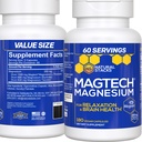 MagTech Magnesium Supplement - 3 Μορφές Μαγνησίου: Μαγνητίνη L-Θρεονικό, Γλυκινικό & Ταυρικό - 200mg Χηλικό σύμπλοκο Μαγνησίου - Υποστηρίζει Χαλάρωση & Εγκεφαλική Υγεία - 180 Κάψουλες
