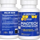 MagTech Magnezyum Supplement - 3 Forms of: Magnezyum Magtein L-Threonate, Glycinate & Taurate - 200 mg Chelated Magnezyum Kompleksi - Destekler Rahatlama ve Beyin Sağlığı - 180 Capsules
