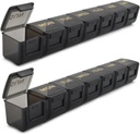 2 Pack Weekly Pill Organizer, Büyük 7 Gün Pill Case, Daily Vitamin Case Medicine Box, AM/PM Pill Containers for Medicine Supplements Fish Oil (Black & Black)