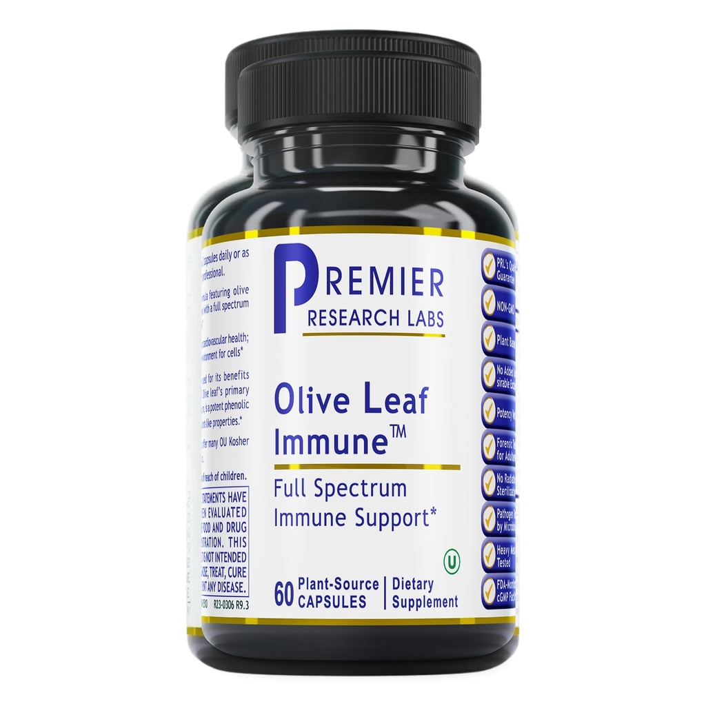 Premier Research Labs Olive Leaf Immune - Olive Leaf Extract Capsules, The Olive Leaf Pills with Phytonutrient Ol Europeinm, Herbal Supplement for Immune & Heart Health Support - 60 Vegetarian Capsules