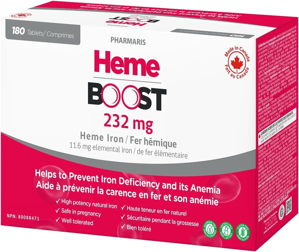 Hemeboost 11.6mg (232mg Heme Iron) I 180 Tablets | High Potency Natural Iron Supplement I High Absorption & Gentle on Stomach I Iron Pills for Adults & Safe for Use in Pregnancy (3)