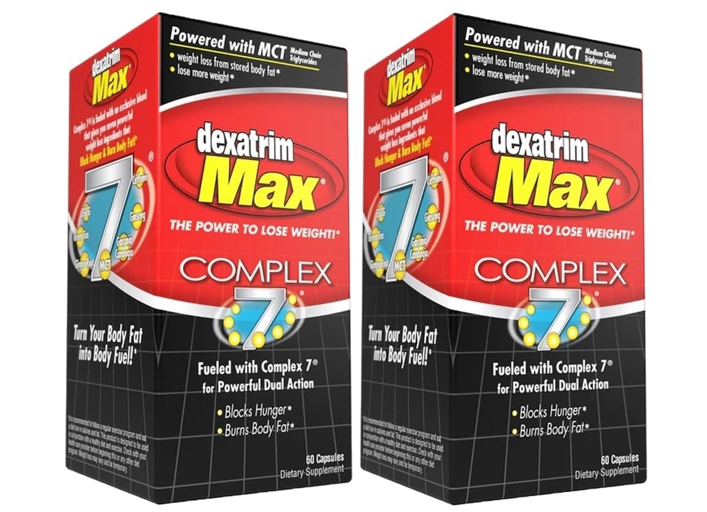 ILIOS Dexatrim Max Kompleksi-7 | Diyet Pills to Lose Kilo - 7 Güçlü Malzemeler Açlık ve Vücut Şişman Tamamlayıcı Supplements, Kilo Kayıp Pills for Men & Women, 2 Packs w/ 60 Capsules