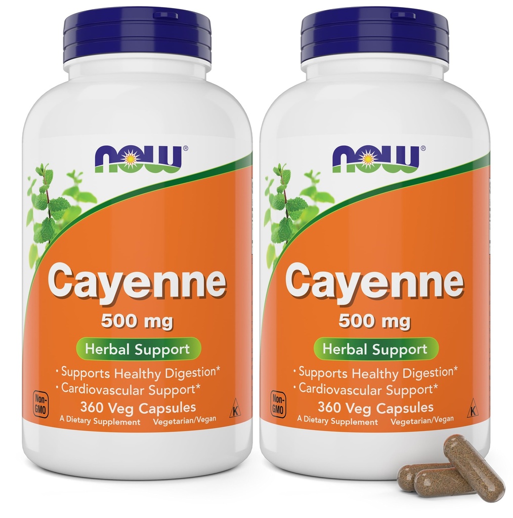 Şimdi Cayenne (Capsicum annuum) 500 mg, 360 Veg Capsules (Pack of 2)