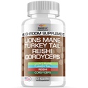 Stamiron Lions Mane Supplement Turkey Tail Mushroom Capsules with Cordyceps Extract & Reishi Mushrooms - Alt to Mushroom Gummies, Mushroom Toz, Mushroom Coffee - 90 Count