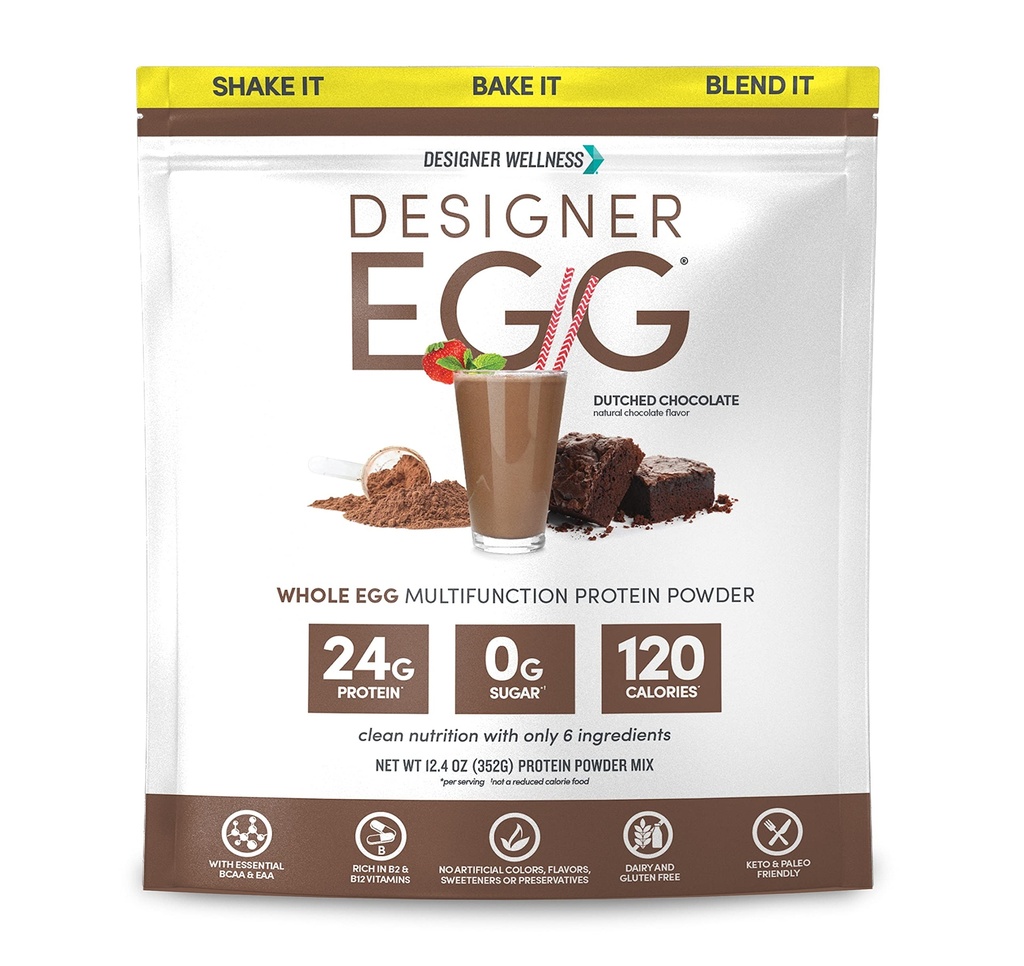 Tasarımcı Wellness, Tasarımcı Yumurta, Doğal Yumurta Yolk ve Beyaz Protein Toz, Keto ve Paleo Dostu, Low Calorie, Less Fat ve Cholesterol, Dutch Chocolate, 12.4 Ounce