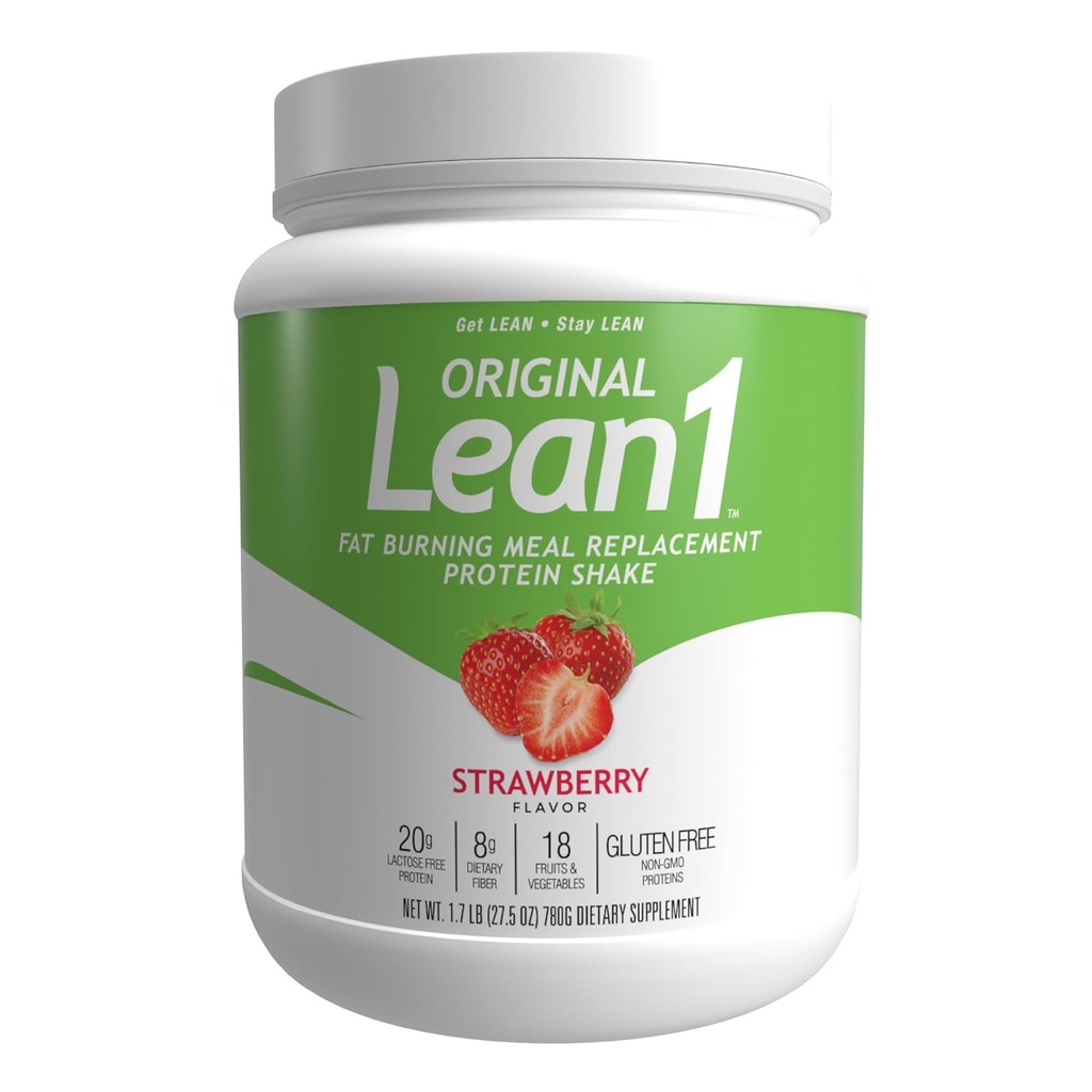 Lean1 Replacement Protein Shake, Flavor Φράουλα, 15 σερβιρίσματος μπανιέρα