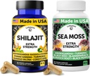 Lunakai USA Made Shilajit & Sea Moss Κάψουλες Bundle με Ashwagandha, Black Seed Oil & Rhodiola για δύναμη & ανοσοποίηση, 60ct κάθε μία