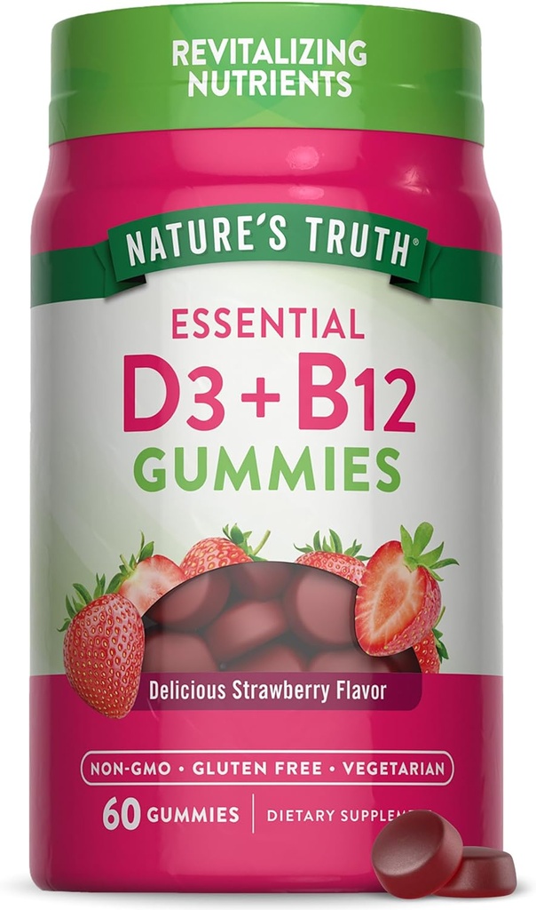 Nature's Truth Vitamin D3 and B12 Gummies for Adults 