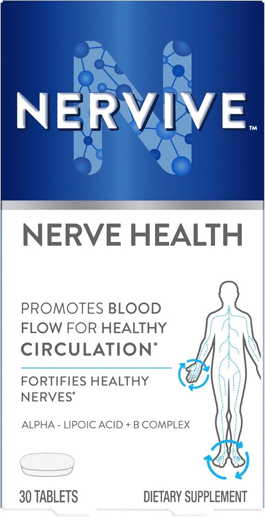 Nervive Nerve Health, Alfa Lipoic Acid, Fortify Nerve Health, Sağlıklı Nerve Fonksiyonlar, Sağlıklı Kan Circulation, Supplement, Tablet, 30 Tablet
