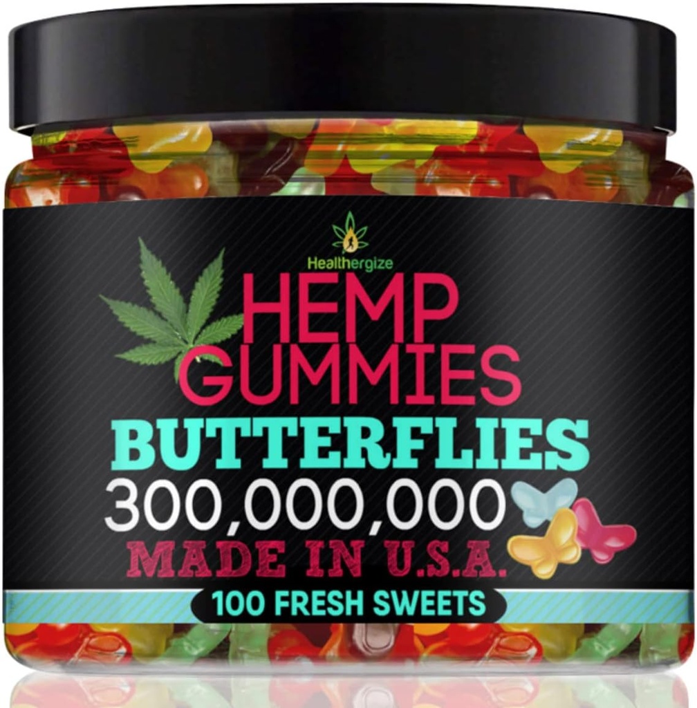 Hemp Gummies Premium-Delicious Butterflies Gummy Bear Edibles-Fresh Meyvey Flavors-Doğal Candy Peace and Relaxation-for Sleep, Calm, Relax- Made in USA-100 Count