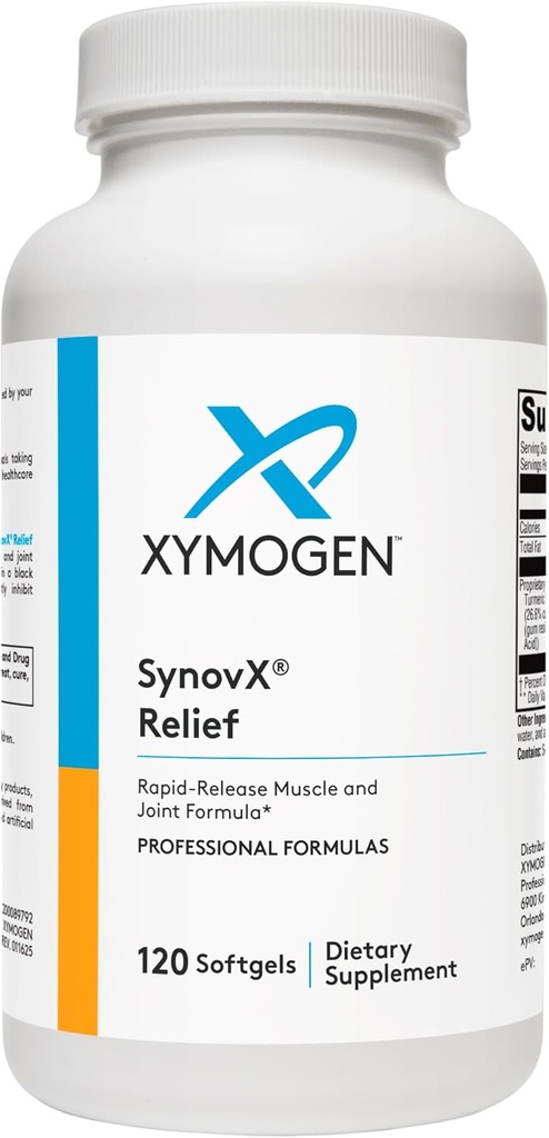 XYMOGEN SynovX Relief - Boswellia Serrata Extract + Turmeric - Muscle and Joint Relief Supplements - Vegan, Gluten Free and Non GMO (120 Softgels) ile Ortak Destek Supplement