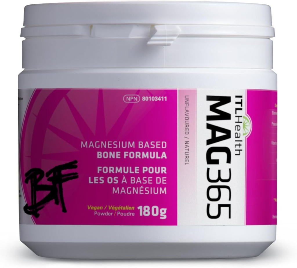 MAG365 ITL Υγεία Ιωνικό Μαγνήσιο Κιτρικό για την υποστήριξη των οστών & της καρδιάς, 180g 45-servings, Άγευστα, περιλαμβάνει ψευδάργυρο, βιταμίνη D3, K2, B6, Κάλιο, Βόριο & Ηλεκτρολυτικό, Ορμονική Ισορροπία & Ανοσοποιητικά Υποστηρίγματα