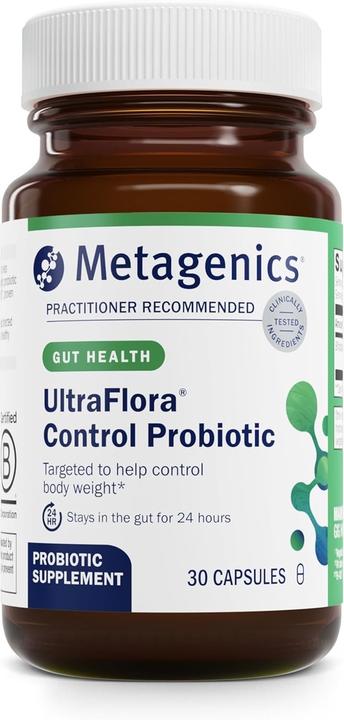 Metagenics UltraFlora Control Probiotic Supplement - Shelf-Stable Formula with Prebiotics - Supports Healthy Gut Microbiome, Weight Regulation & Bloating Relief* - 30 Servings