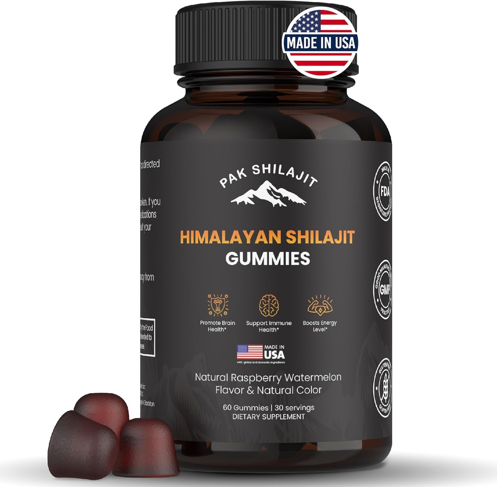 Pure Sundried Himalaya Shilajit Gummy for Men & Women | Organik Shilajit Gummies | Natural 85 Plus Trace Minerals Fulvic Acid | Energy, Immunity | Sugar-Free 60 Sağlıklı Gummy