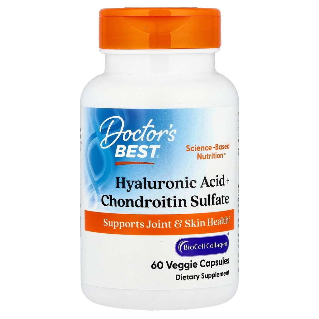 Doktorlar En İyi Hyaluronik Asit+ Chondroitin Sulfate, Supports Common & Skin Health, Non-GMO, Gluten Free, Soy Free 60 Veggie Capsules