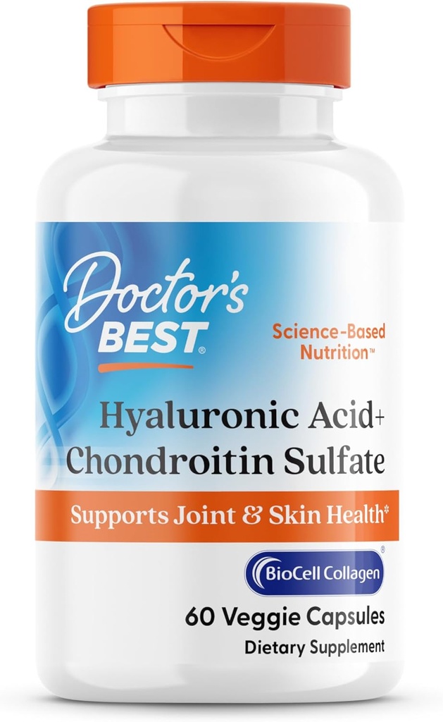 Doktorlar En İyi Hyaluronik Asit+ Chondroitin Sulfate, Supports Common & Skin Health, Non-GMO, Gluten Free, Soy Free 60 Veggie Capsules