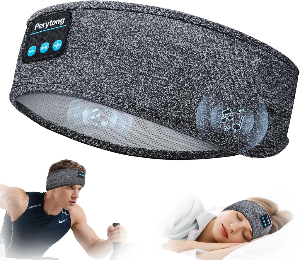 Perytong Sleep Headphones Ασύρματα, Bluetooth Αθλητικά Headband Ακουστικά με Ultra-Thin HD Stereo Ομιλητές Ιδανικοί για ύπνο, προπόνηση, Jogging, Yoga, Insomnia, Air Travel, Διαλογισμός