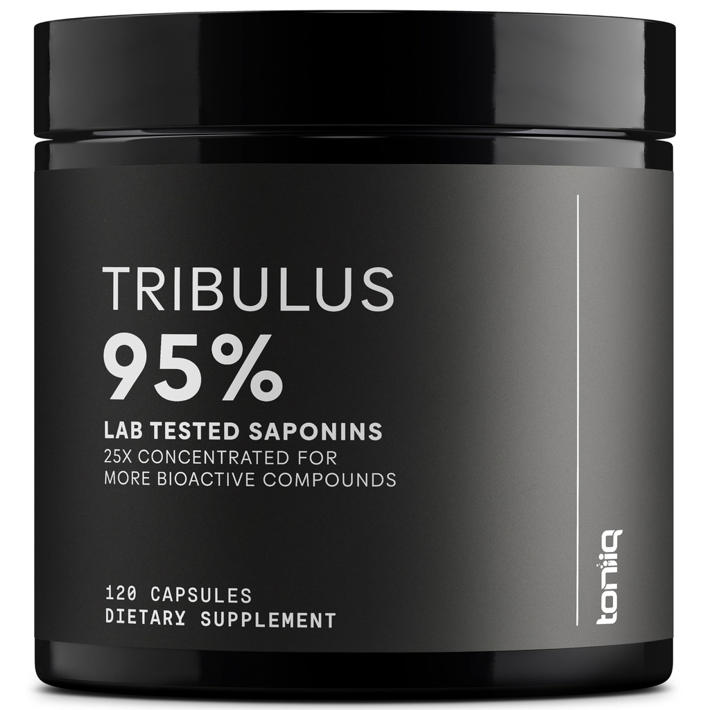 Toniiq Tribulus Terrestris for Men - Ultra High Potency 25:1 Ekstra% 95 Saponins - 1300 mg Pure & Tempd Formula - Third-Party Lab Test Edildi & Quality - 120 Capsules