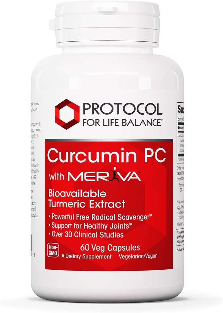 ΠΡΩΤΟΚΟΛΛΟ ΙΣΟΡΡΟΠΙΑΣ ΖΩΗΣ Curcumin PC - με Φωσφατιδυλχολίνη για Απορρόφηση - Κοινή Κινητικότητα, Ευελιξία & Ανοσολογική Υποστήριξη - Turmeric Supplement - Μη ΓΤΟ & Χαλάλ - 60 Κάψουλες Veg