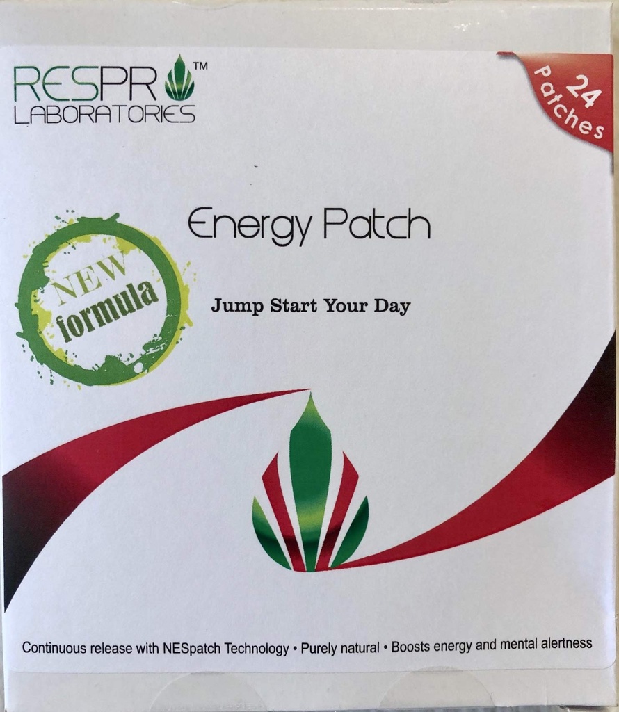 Respro Labs New Energy Patch with B12, Natural Guarana, and Black Pepper, Continuous Release - 24 Patches