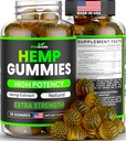 Hemp Gummies - Barış ve Rahatlama için Ekstra Güç - Pure Hemp Oil, Ashwagandha, L-Theanine - Tasty Relaxation Supplement - Natural Relief - 90 Ct - Made in USA - Green Apple Flavor