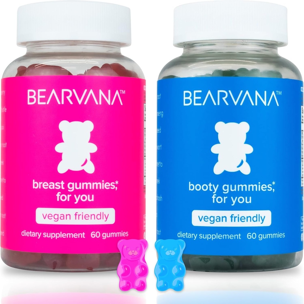 BEARVANA Top & Peach Support Combo Pack Gummies for Women | 9 Herbal Extracts Including Fenugreek, Maca & Fennel | Essential Vitaminler | Berry Flavor | 2Pack (120 Gummies)