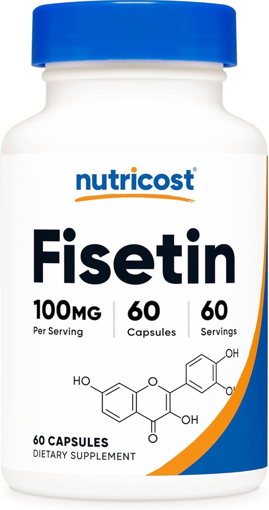 Nutricost Fisetin Capsules 100 mg, 60 Capsules - Natural Polyol Antioksi - Non-GMO, Gluten Free, and Vegan Friendly Supplement Supplement Supplement