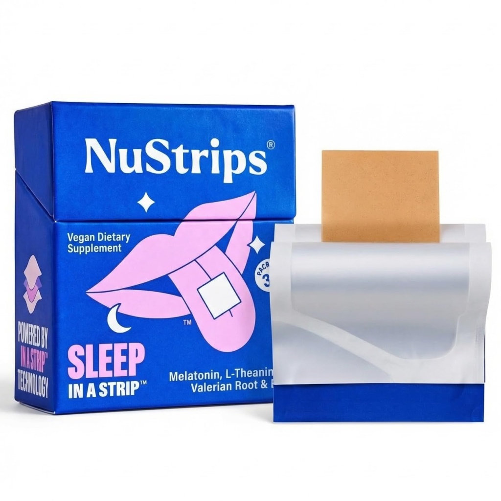 NuStripsTM Fast-Dis deploy Sleep Strips with 5 mg Melatonin, Valerian Root, L-Theanine & Vitamin B6 – Natural Sleep Aid, Vegan, Non-GMO, Gluten Free – Fall Asleep Hızlı, Uyandı (30 Strips)