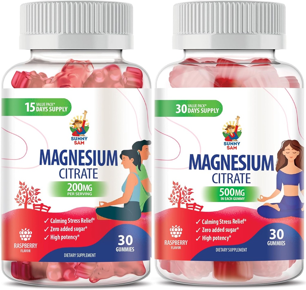 Yetişkinler için Magnezyum Gummies - 500 mg ve yetişkinler için Magnezyum Gummies - 100 mg. Calm Magnezyum Chews - Magnezyum Citrate Chewable Supplement for Mood & Muscle Support