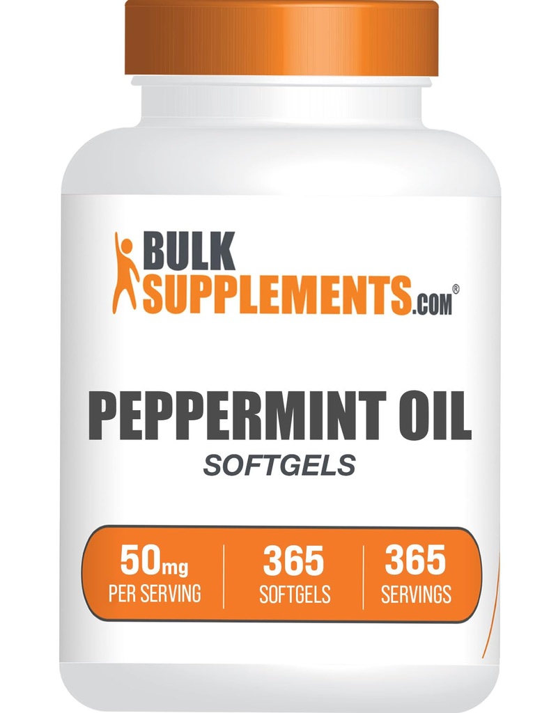 BulkSupplements.com Peppermint Oil Softgels - Peppermint Supplement, Peppermint Oil Pills, Peppermint Oil Capsules 50 mg - Gluten Free, 1 Softgel per Service, 365 Count (Pack of 1)