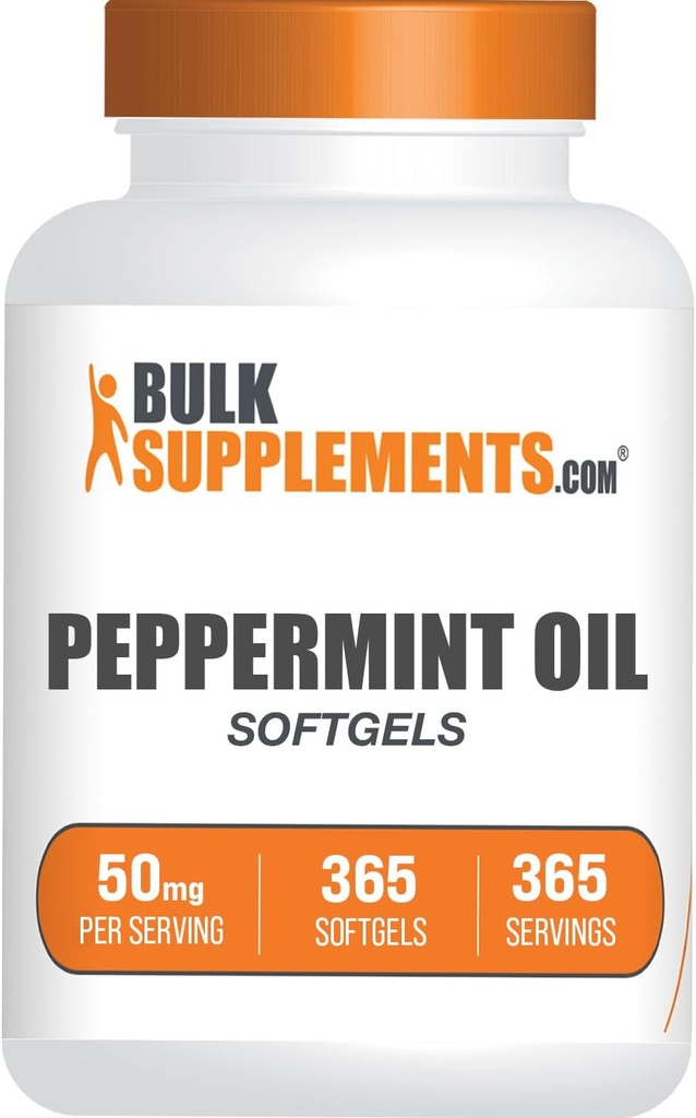 BulkSupplements.com Peppermint Oil Softgels - Peppermint Supplement, Peppermint Oil Pills, Peppermint Oil Capsules 50 mg - Gluten Free, 1 Softgel per Service, 365 Count (Pack of 1)