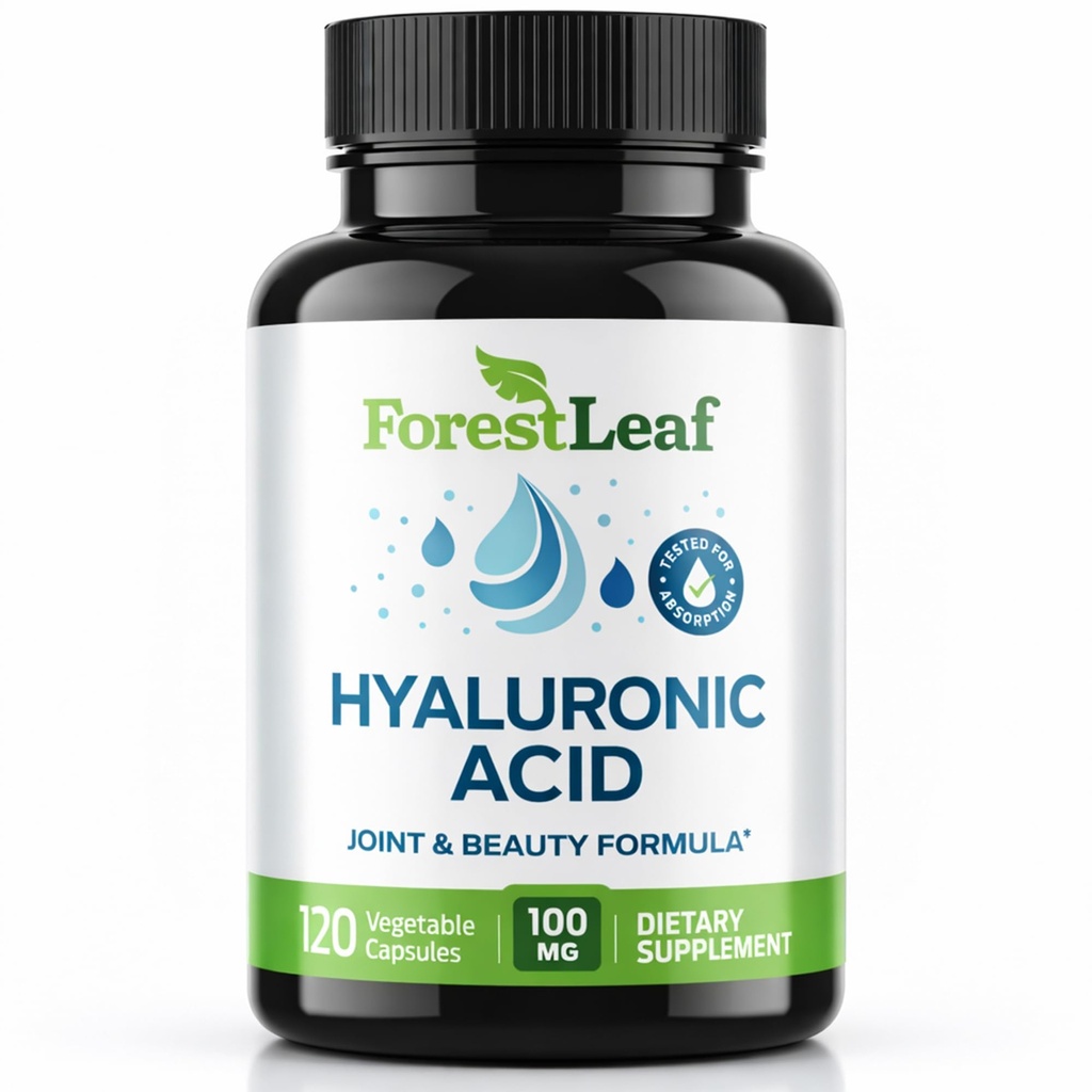 OrmanLeaf Hyaluronic Acid Supplements | 100 mg High Bio available Diyetary Hyaluronic Acid Toz Capsules + 50 mg VIT C | Supports Skin Hydration, Ortak Öğretim, Anti-Aging, Hair & Nails | 120 Caps
