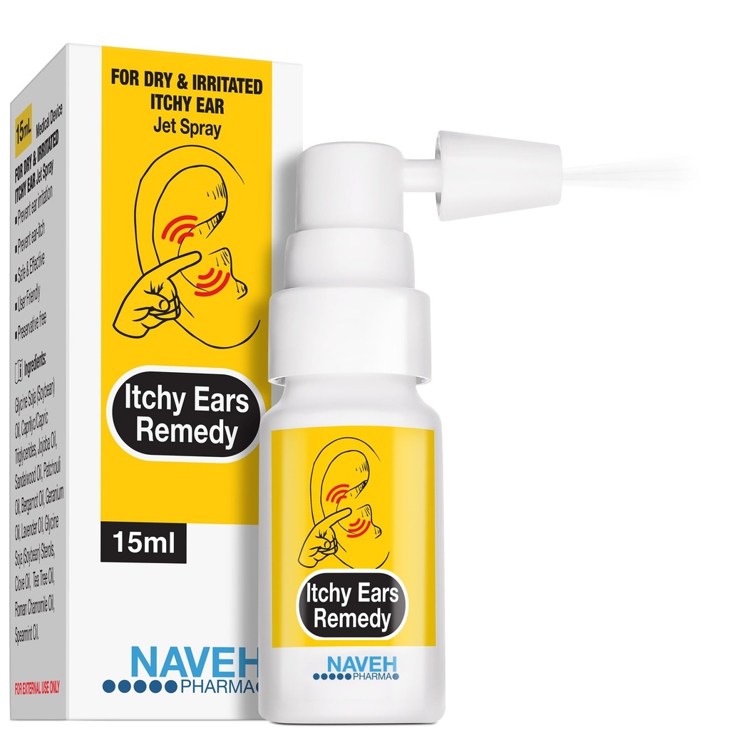 NAVEH PHARMA® Itchy Ears Remedy Ear Temizlik ve Itch Relief | All Causes of Ear Itchiness | Jet Sprey for Eczema Treatment & Clogged Ear Relief | Ear Wax Removal & Ear Drops (0.5 Fl Oz)