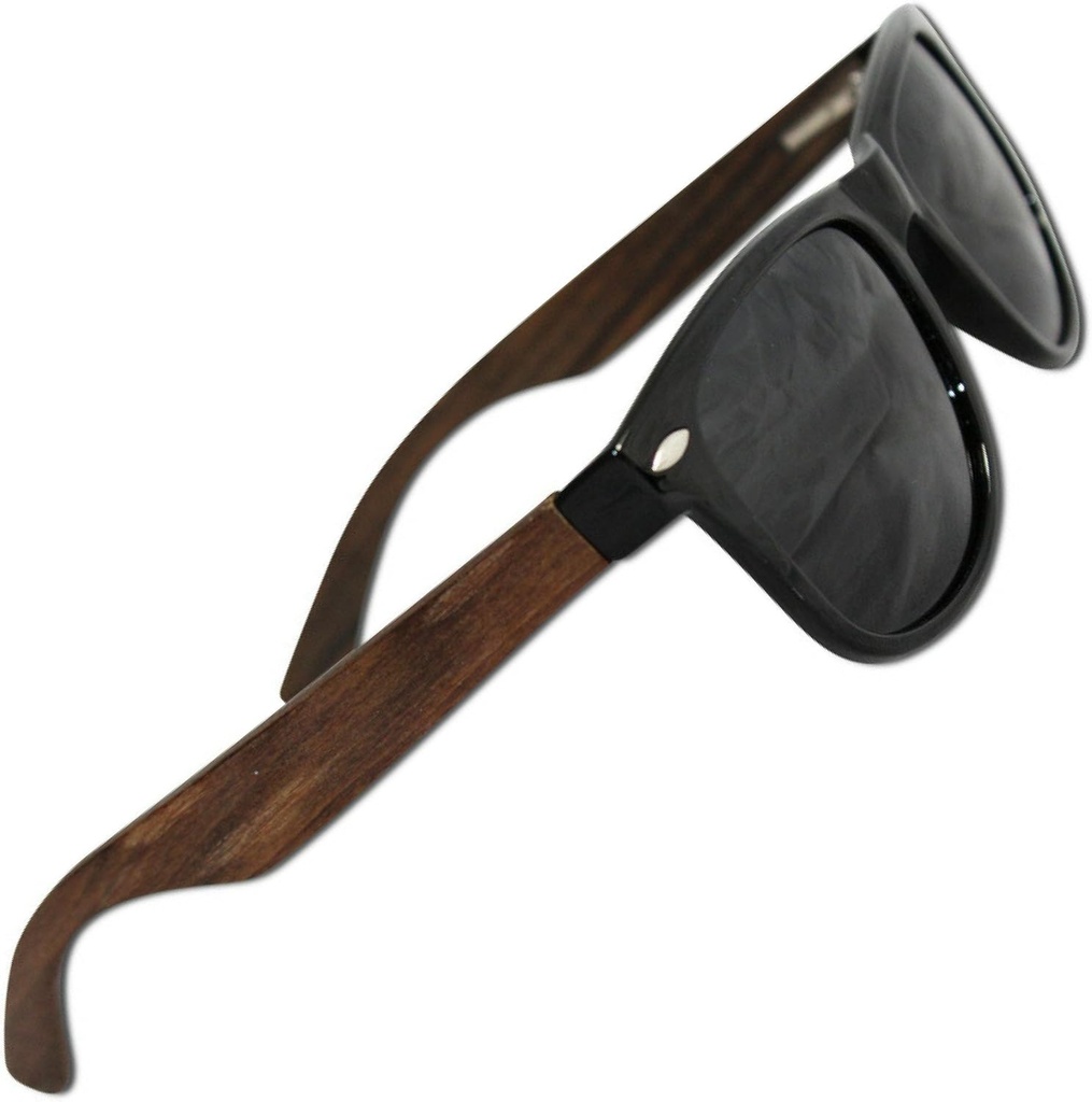 Eye Love Polarized Sunglasses για άνδρες και γυναίκες, Glare-Free, 100 τοις εκατό Uv μπλοκάρισμα (100 τοις εκατό Real Ebony Wood Sides με Άθραυστο Tr90 πλαστικό μέτωπο)