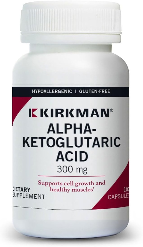 Kirkman - Άλφα- Κετογλουταρικό Οξύ 300 mg - 100 Κάψουλες - Υποστηρίζει Μεταβολισμός - Βοηθά στη διατήρηση ισχυρών οστών - Hypoallergenic