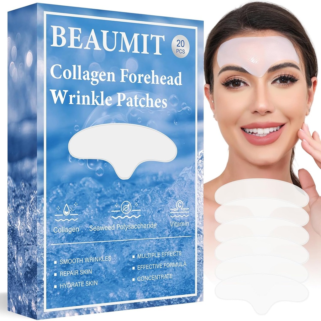 Okela Forehead Wrinkle Patches Διανυκτέρευση 20 τμχ με κολλαγόνο, Anti Wrinkle Patches, Proehead Wrinks Θεραπεία ομορφιάς