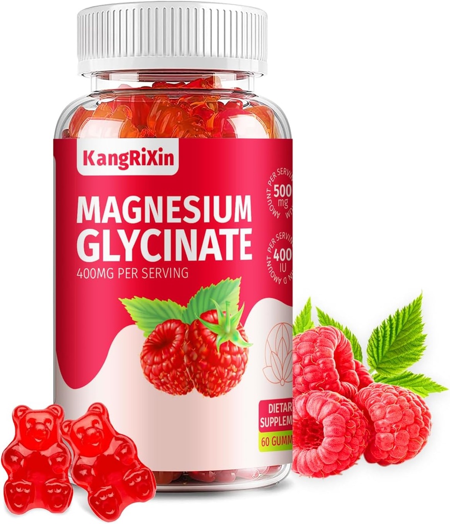 Magnezyum Glycinate Gummies - Sugar Free Magnezyum Supplements for Yetişkinler and Kids, High Abors Magnezyum Gummies Gelatin Free (60 Kont (en 1))