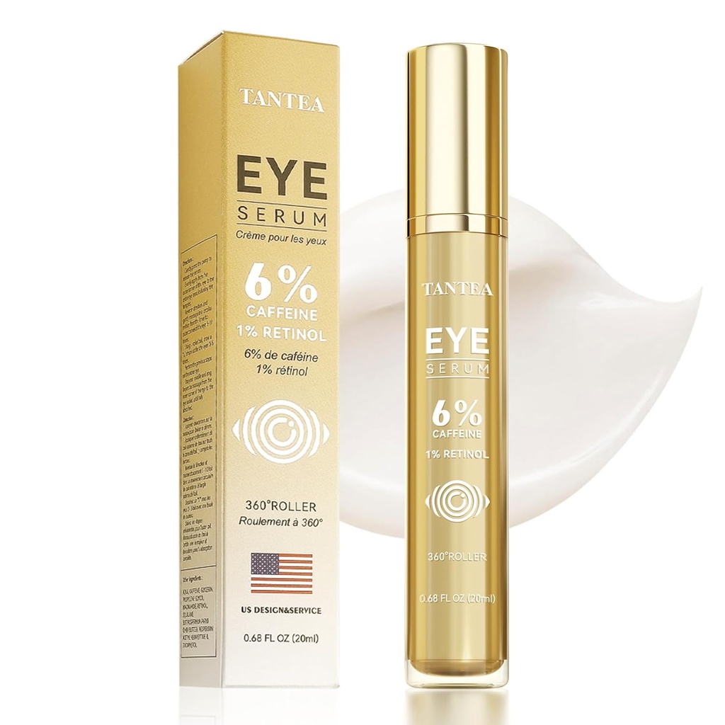 % 6 Caffeine Eye Cream for Puffy Eyes & Dark Circles, Eye Serum with 1 Retinol for Wrinkles Bag Under Eyes Anti-Aging