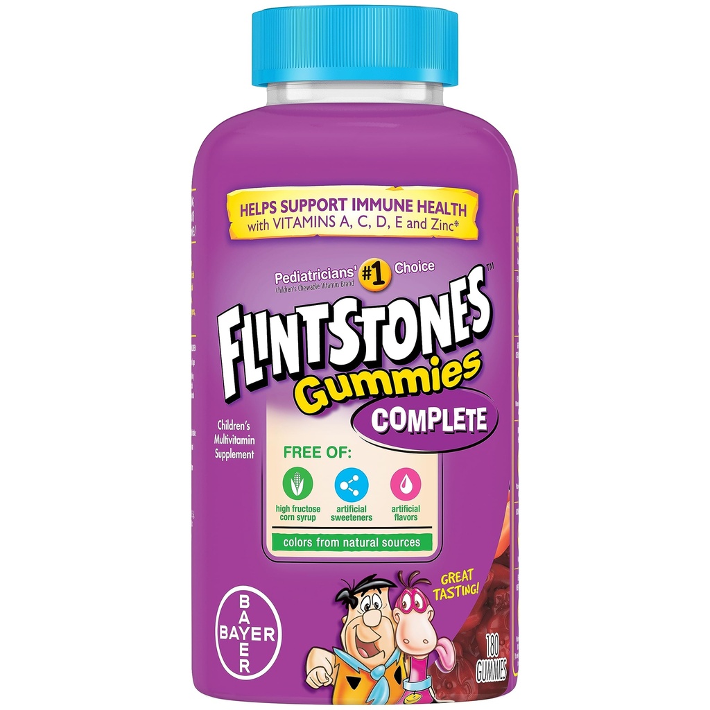 Flintstones Βιταμίνες Πλήρης Gummies, Παιδικές Βιταμίνες για Toddlers και Παιδιά, Παιδιά Πολυβιταμίνες Gummies με Βιταμίνη A, B6, B12, C, E & Zinc, 180 Count